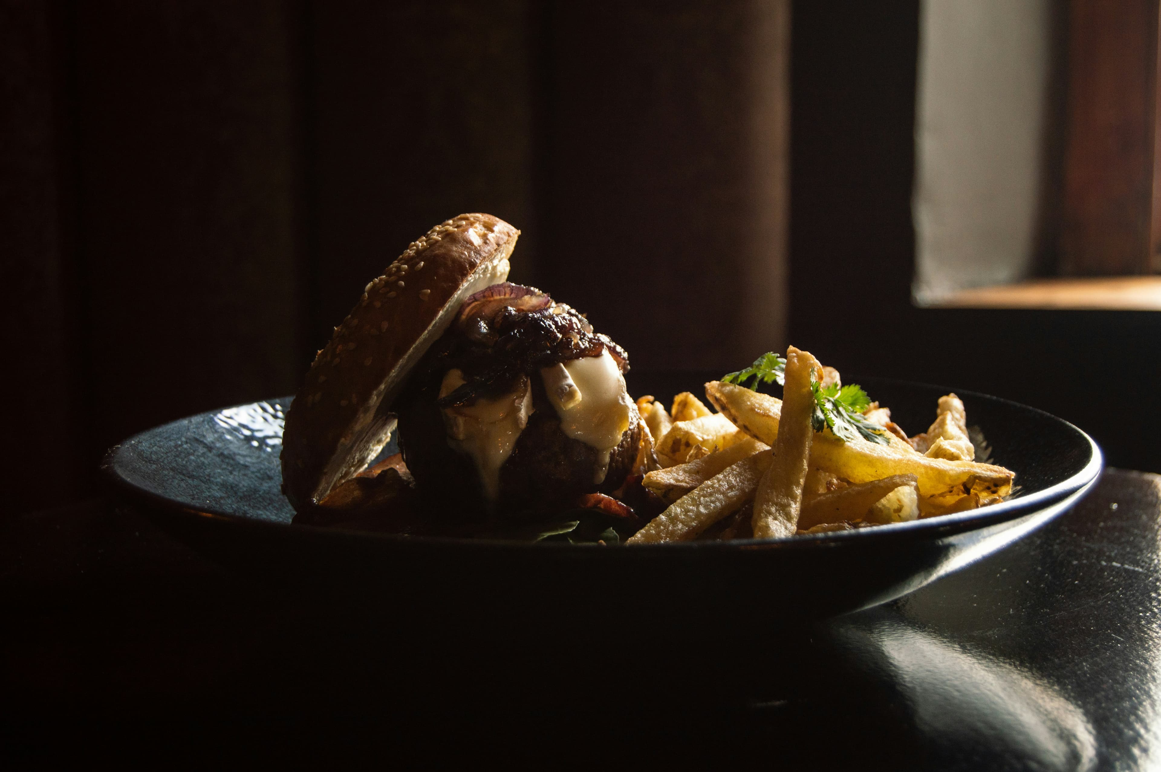 Signature grilled dish with golden fries